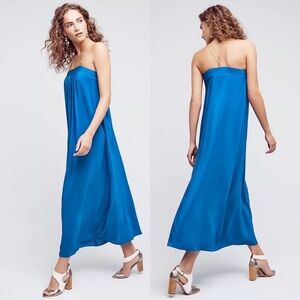 HD in Paris Grecian North Star Matte Silk Luminous Blue Maxi Dress Size 2P